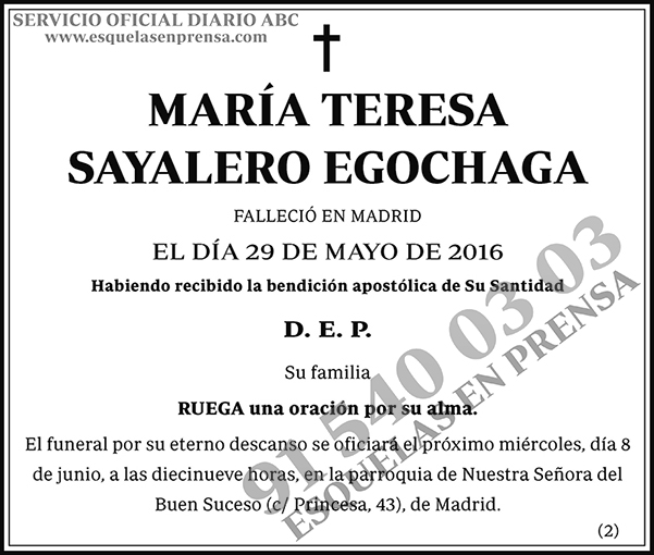 María Teresa Sayalero Egochaga